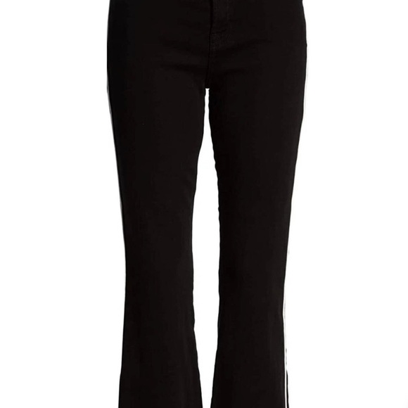 7 For All Mankind High Waist Slim Kick Black Stretch Tuxedo Stripe Jean Size 26 - Picture 3 of 14